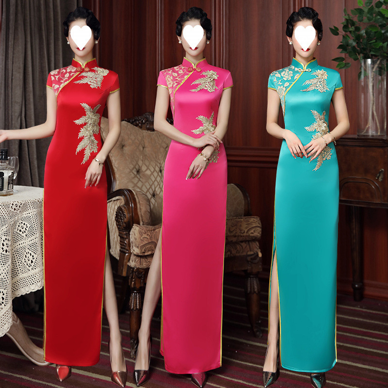 Elite cheongsam, long suit, for catwalk, plus size