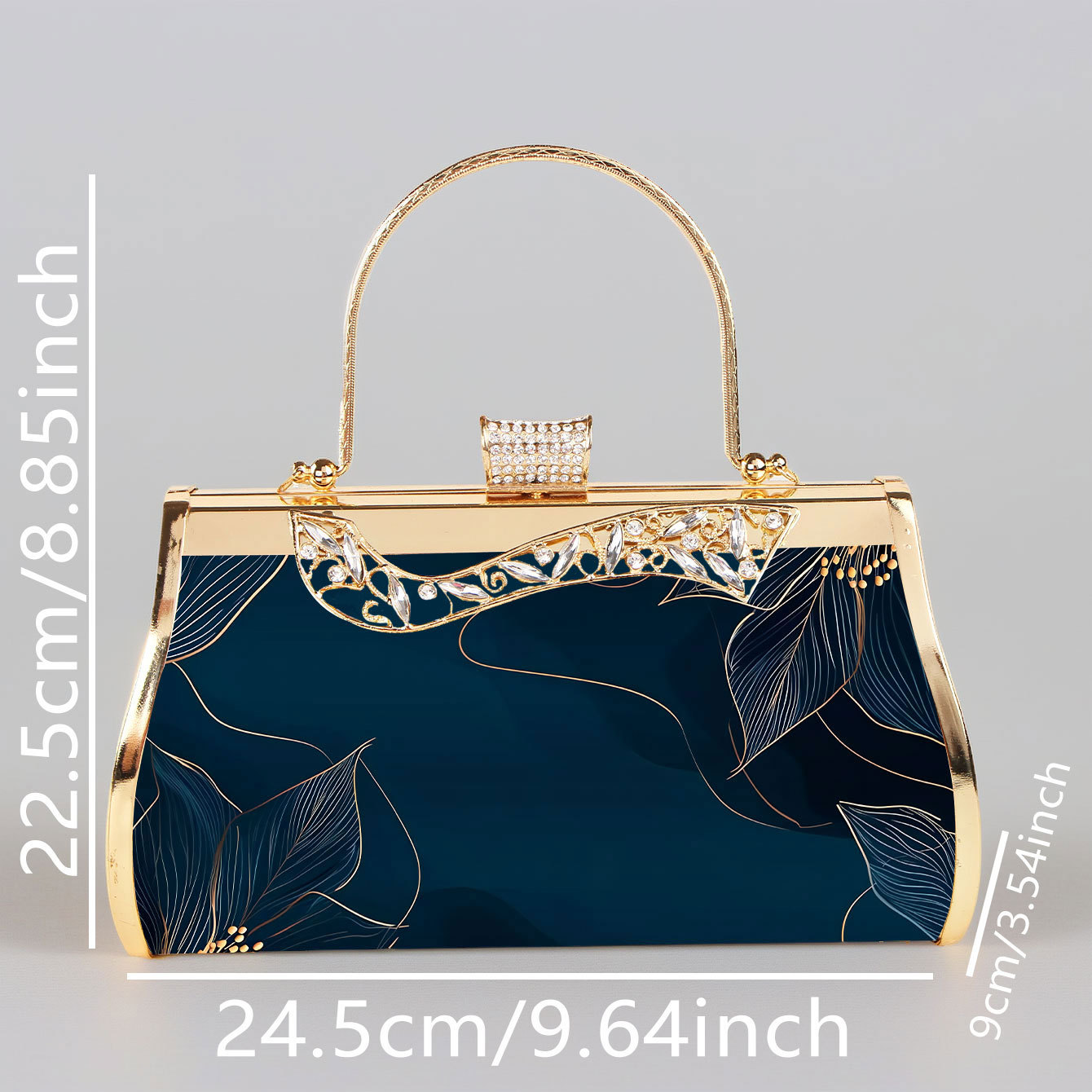 Pochette da sera elegante smeraldo con motivi floreali oro_voghion.com