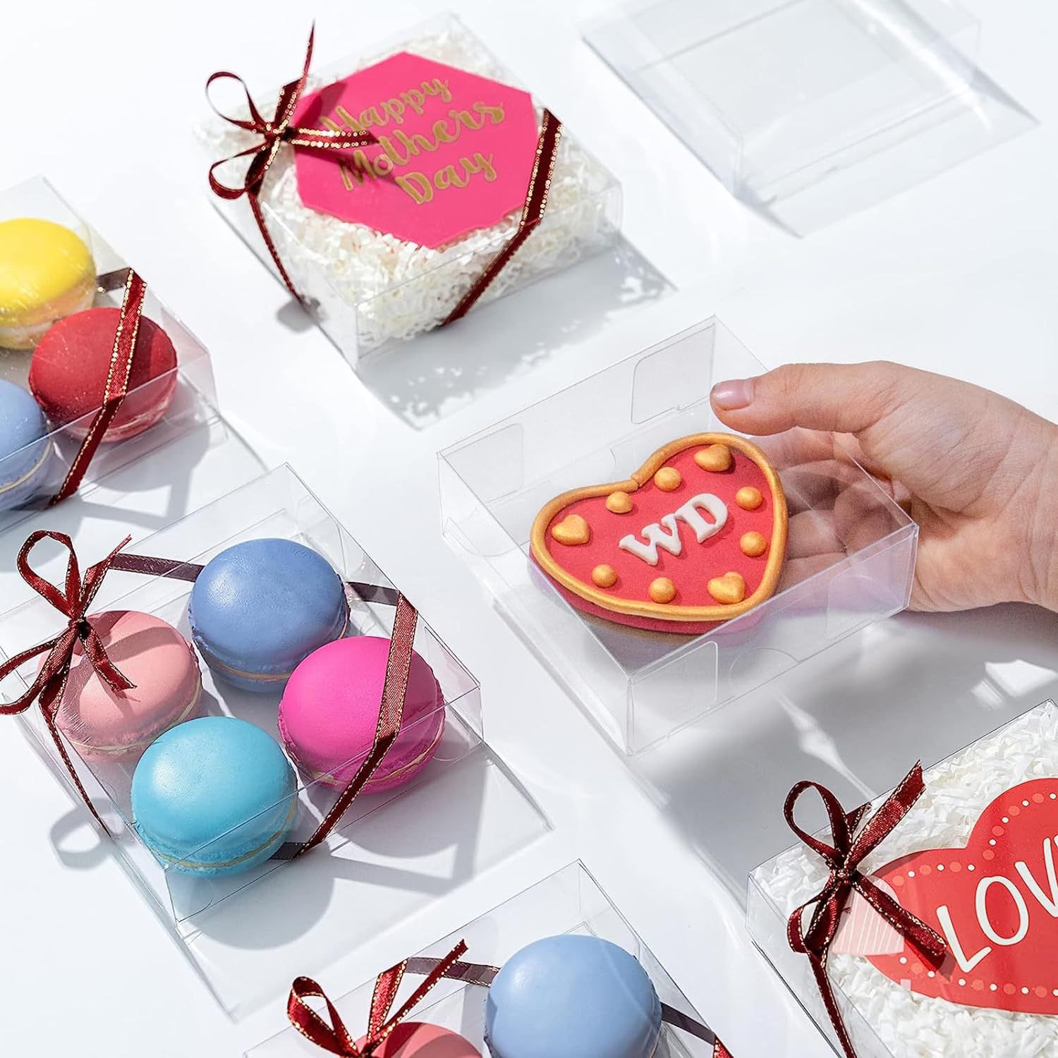 现货pet包装盒正方形马卡龙饼干糖果雪糕pvc礼盒婚庆糖果礼盒定制