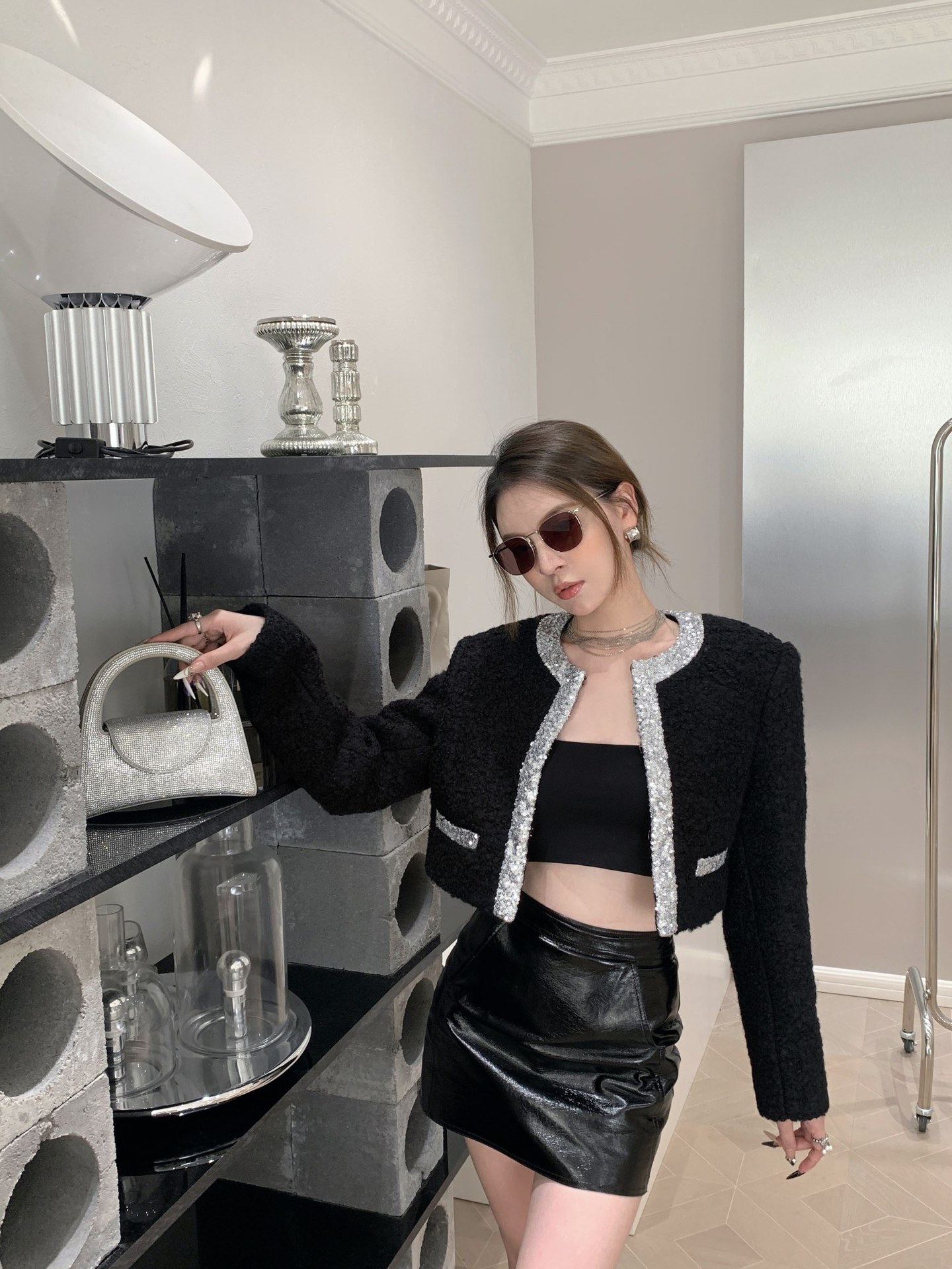 Chaqueta Corta de Estilo Elegante con Lentejuelas para Mujer