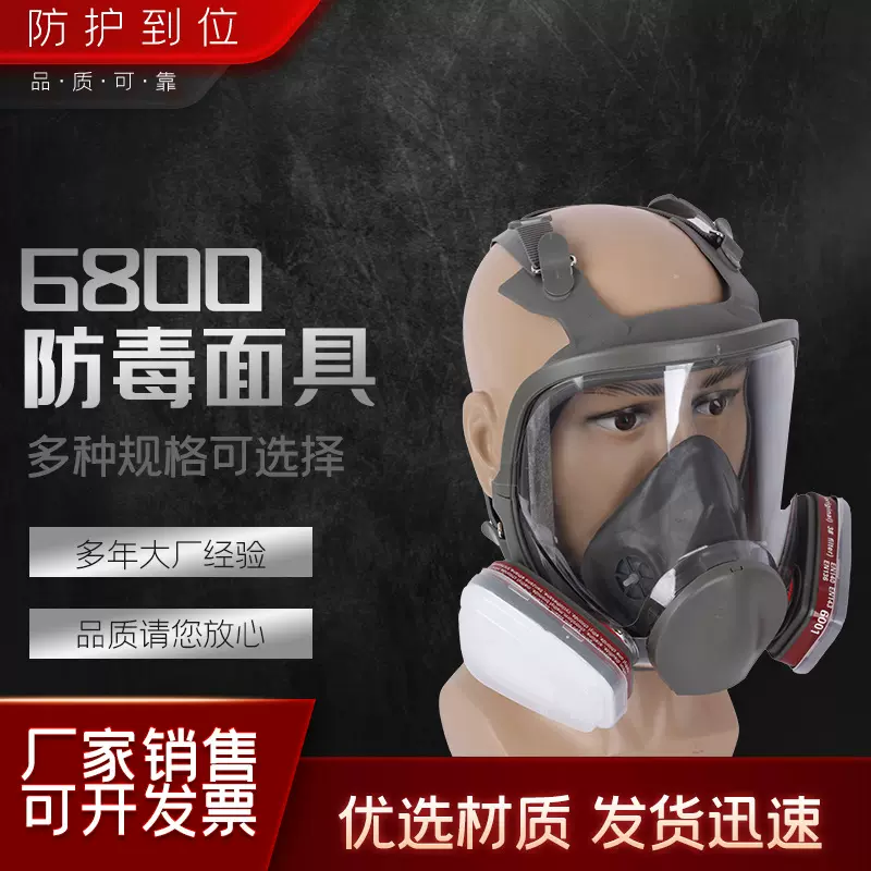 6800防毒面具喷漆粉尘化工农药装修打磨防毒大面罩防护面具