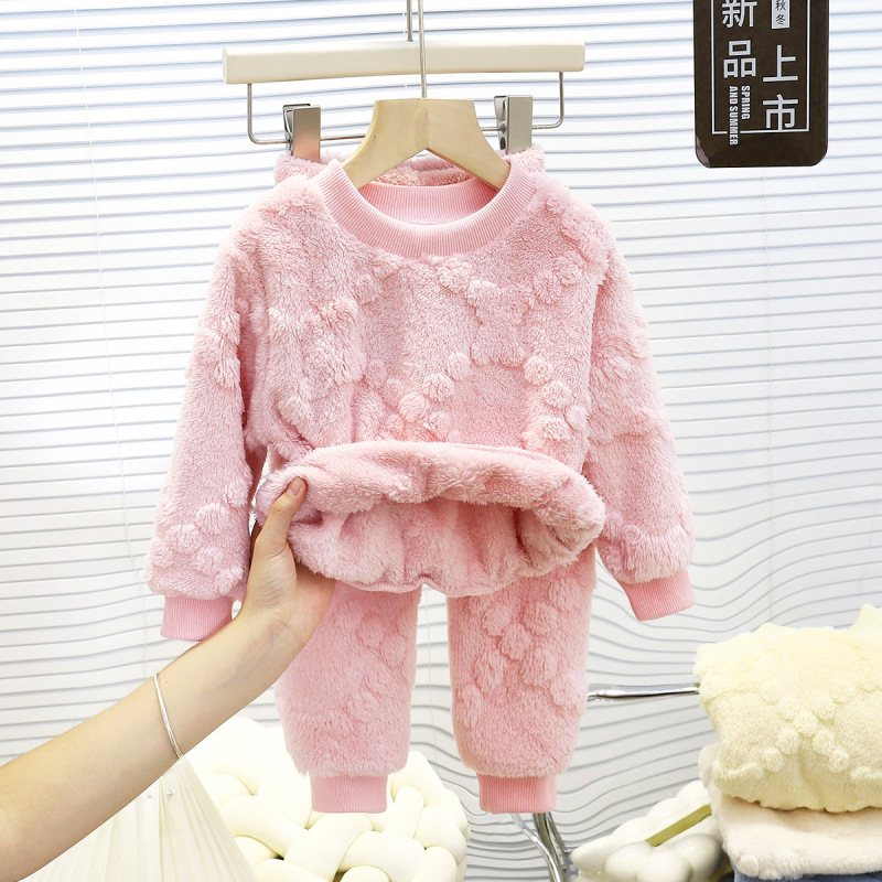 儿童睡衣套装保暖秋冬新款男童加厚家居服宝宝加绒女童衣服童装|undefined