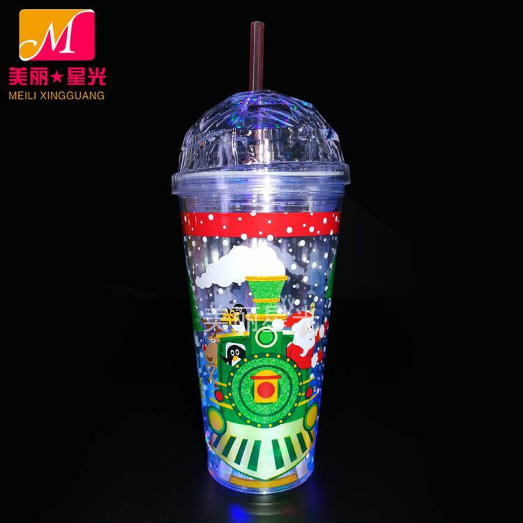 Taza luminosa de pajita led creativa al por mayor de grado alimenticio barra de plástico bebida de discoteca taza de pajita en espiral luminosa