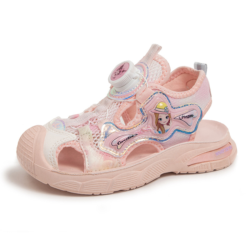 Sandalias con Punta Cerrada Estampa Animada para Niñas de Cuero Sintético y Caucho, Antideslizantes