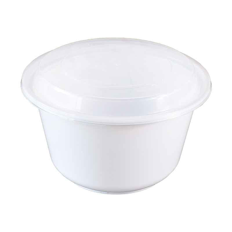 Caja de almuerzo desechable Red Tazón grande 1450ml de doble capa ramen tazón de fideos al vapor de embalaje tazón de plástico para llevar caja de comida rápida