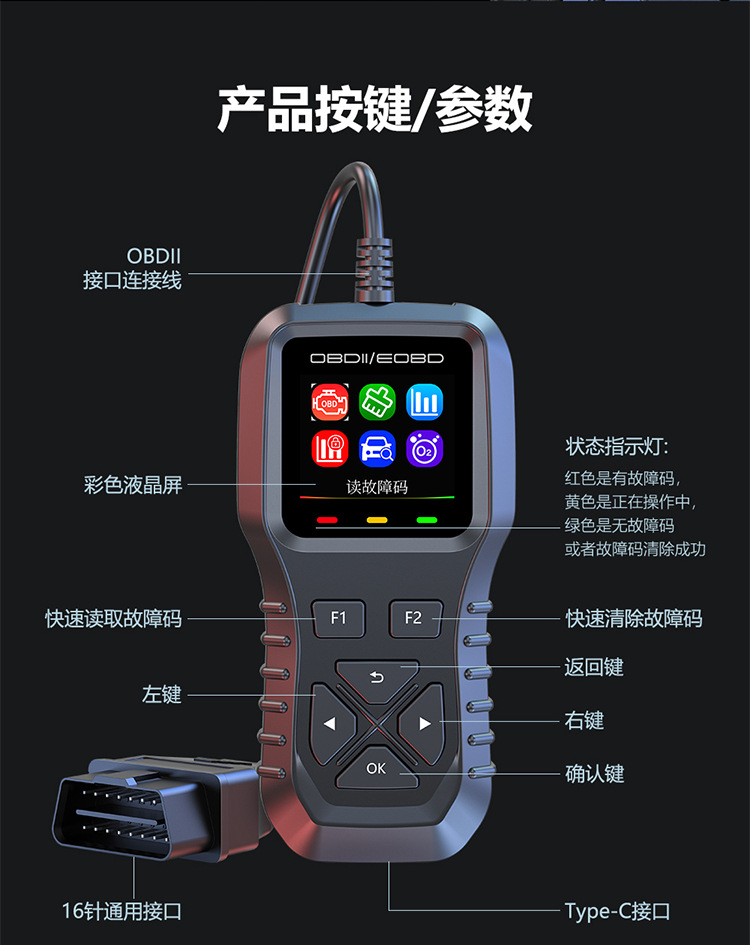 New Car Obd2 Fault Diagnosis Car Tester Universal Fault Code Clearing Diagnostic Tester K1