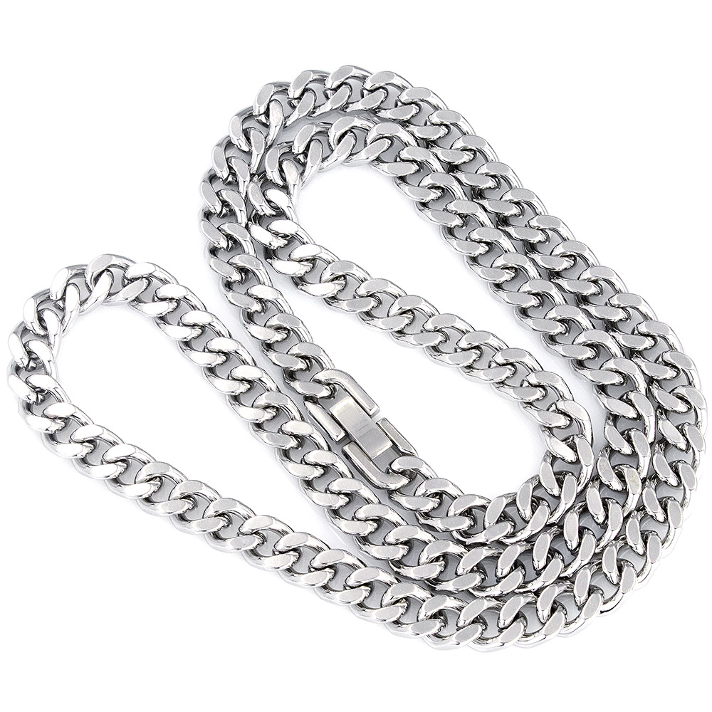 Classic Men’s Titanium Stainless Steel Snake Bone Chain Necklace_voghion.com