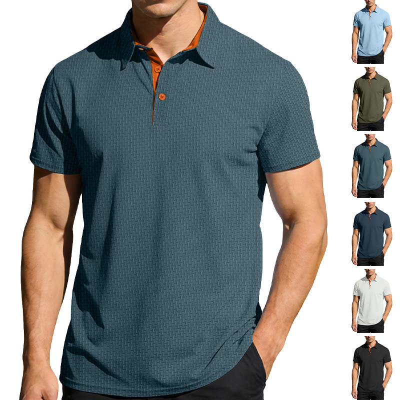 Ropa de hombre transfronteriza verano nuevo hombre europeo y americano Casual polo camiseta a rayas blusa con collar camiseta de manga corta europea