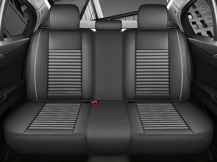 New Cross-Border Traffic Model Nappa Leather Car Seat Cushion, Universal Four-Season Cushion with Ice Silk, Five-Seater Full-Cover Machine-Woven Cooling Pad