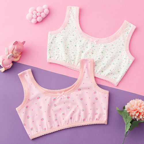 Girls' underwear development period small vest pure cotton thin section junior high school students primary school students' bra girls older children's tube top children's