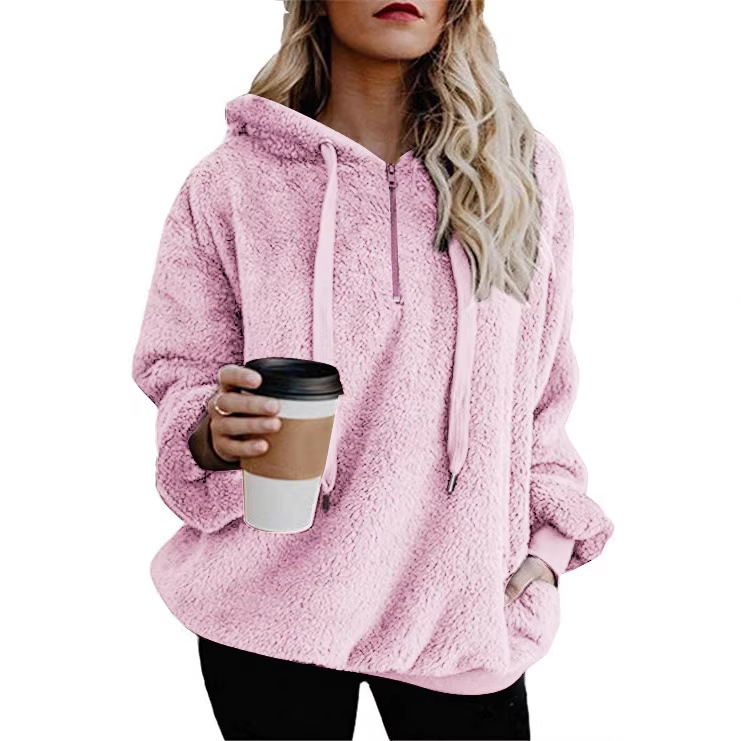 Wish Amazon Ebay2022 European and American Long-Sleeved Zipper Hooded Color Women's Sweatshirt Fleece Jacket Splicing Design Wish Amazon Ebay2022 European and American Long-Sleeved Zipper Hooded Color Women's Sweatshirt Fleece Jacket Splicing Design