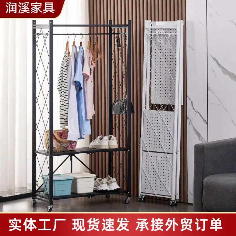 衣架落地立式挂衣架移动带轮家用收纳晾衣架客厅出租屋简易衣帽架
