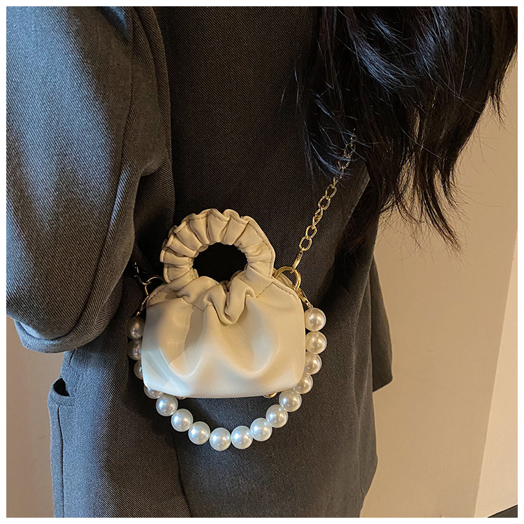 255g Weight Beading, Pearls Fashion Element Clasp Frame Closure Type Top Handle, Chain Strap Type Crossbody Bag Bags Type Casual, Daily, Shopping Occasion Pu Leather Material Solid Color Pattern All Seasons Season Kid'S Gender Cute Style Bucket Shape Kid'S Pu Leather Solid Color Cute Beading Pearls Bucket Clasp Frame Crossbody Bag 62