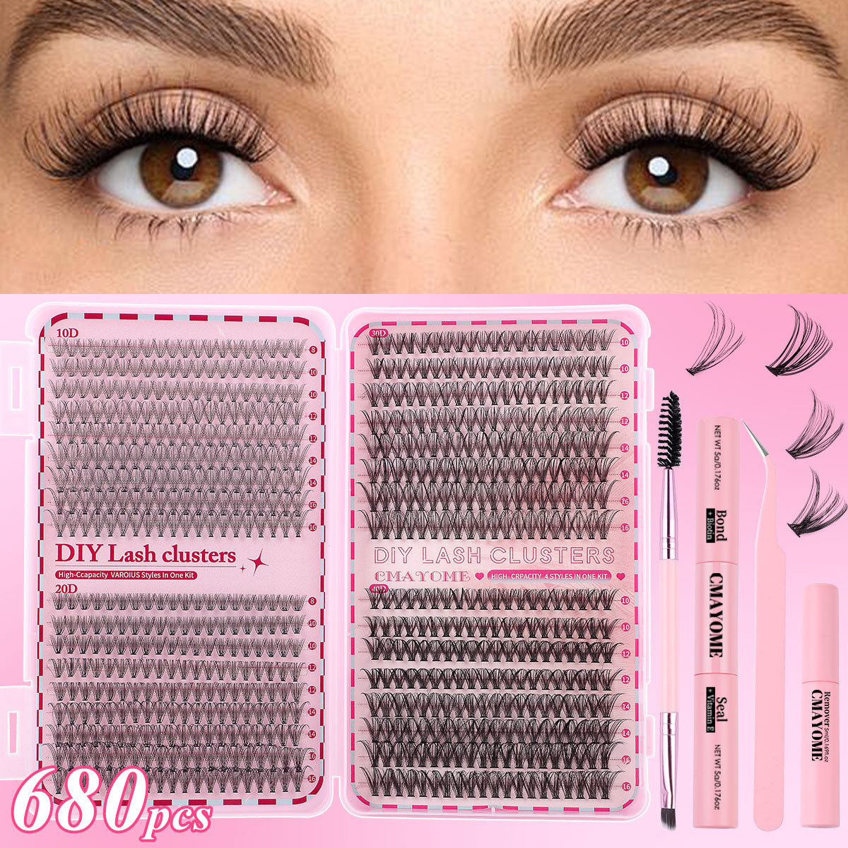 Cross-border popular 720 cluster D-curved false eyelash extension…
