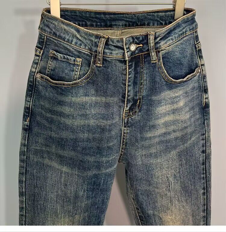 Jeans pour hommes, coupe Slim, confortable, élastique, lavé, à l'ancienne, polyvalent, décontracté, pantalons longs, nouvelle collection automne/hiver 2023_voghion.com