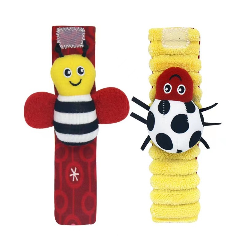 Bebé animal reloj Correa pulsera abeja mariquita muñeca Correa calcetines con sonajero papel recién nacido bebé Juguetes