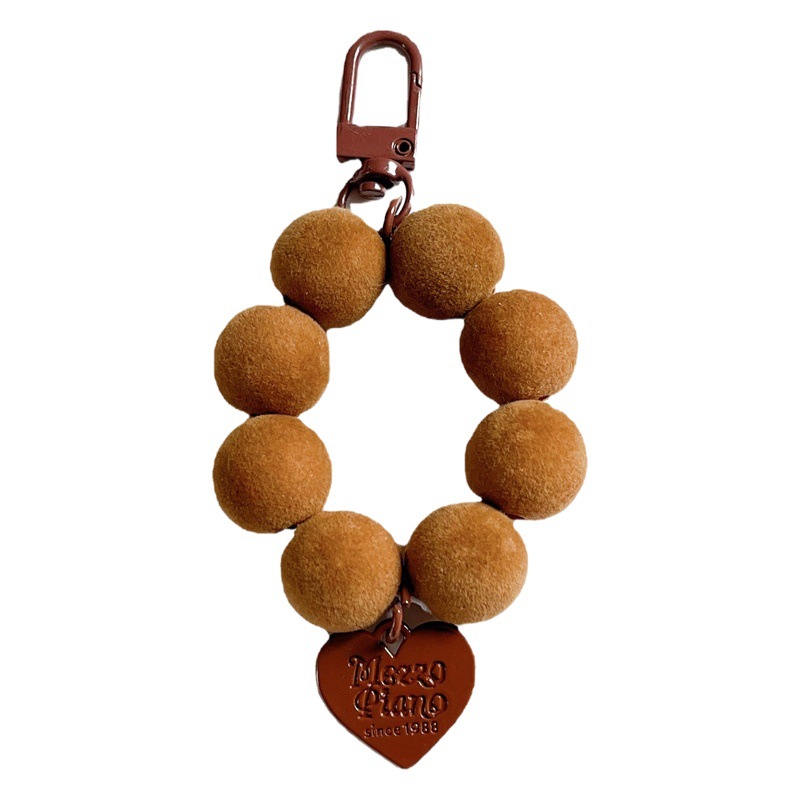 Invierno flocado con cuentas corto teléfono móvil Shell Cadena de color caramelo amor auricular cubierta adornos chica corazón anillo hebilla