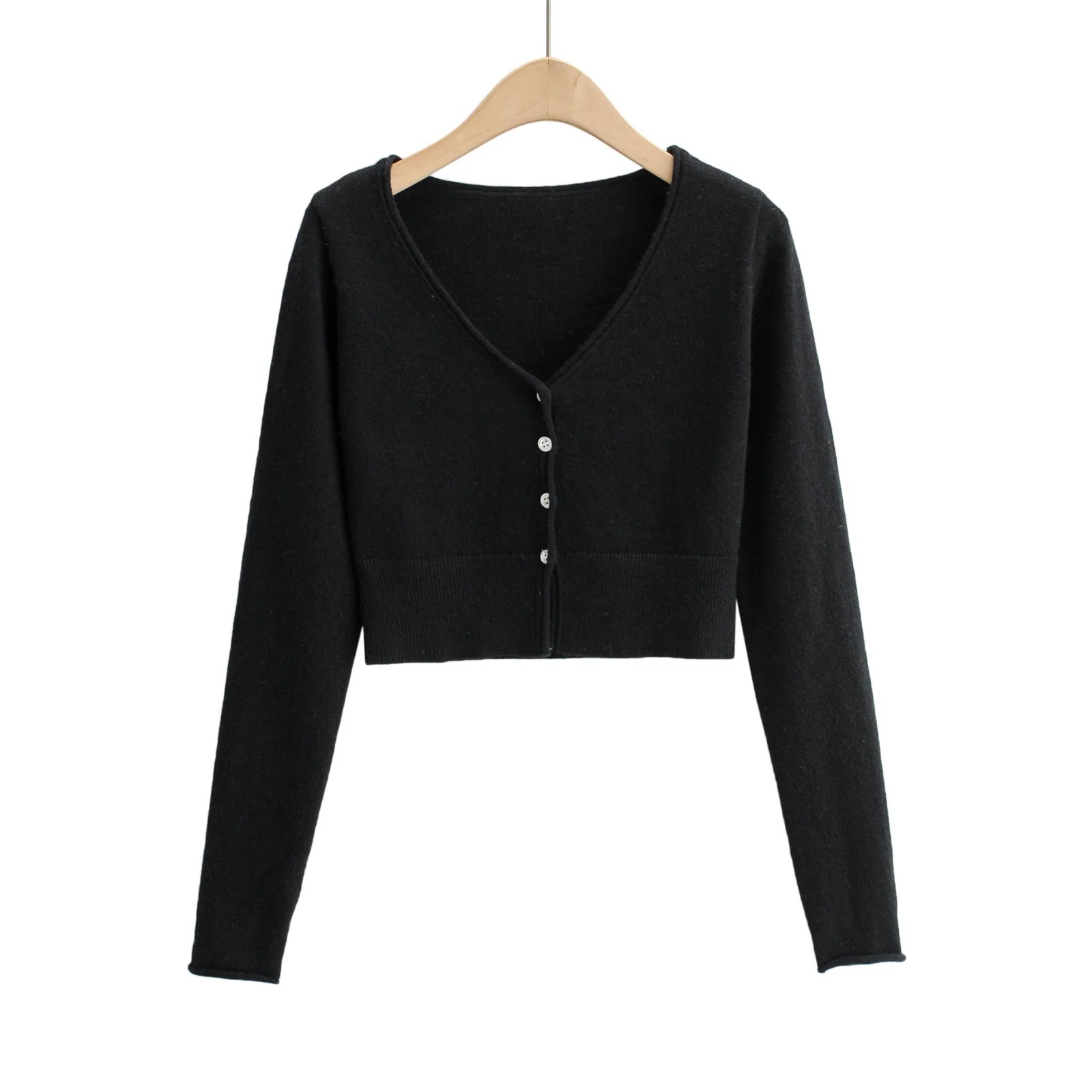 Solid color knitted cardigan NSAC24906