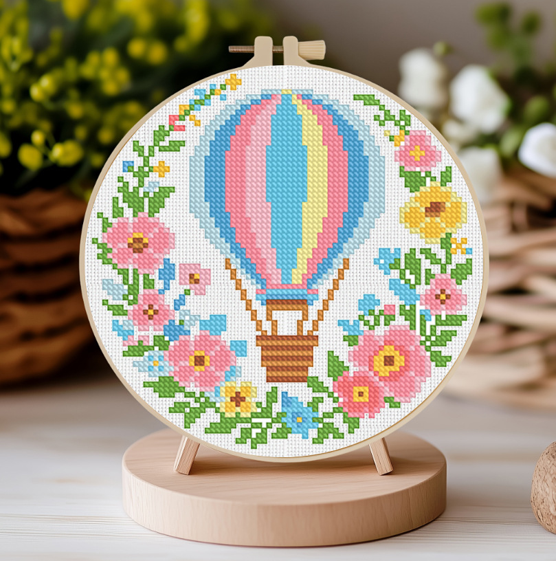 Mona Lisa real cross-border hot-border bordado cruzado globos calientes flor estética simple bordado cruzado image 1