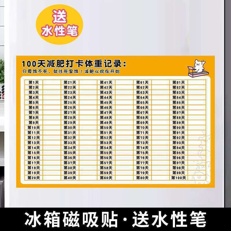 计划表减肥打卡记录表天天天天减肥墙贴磁吸批发|undefined