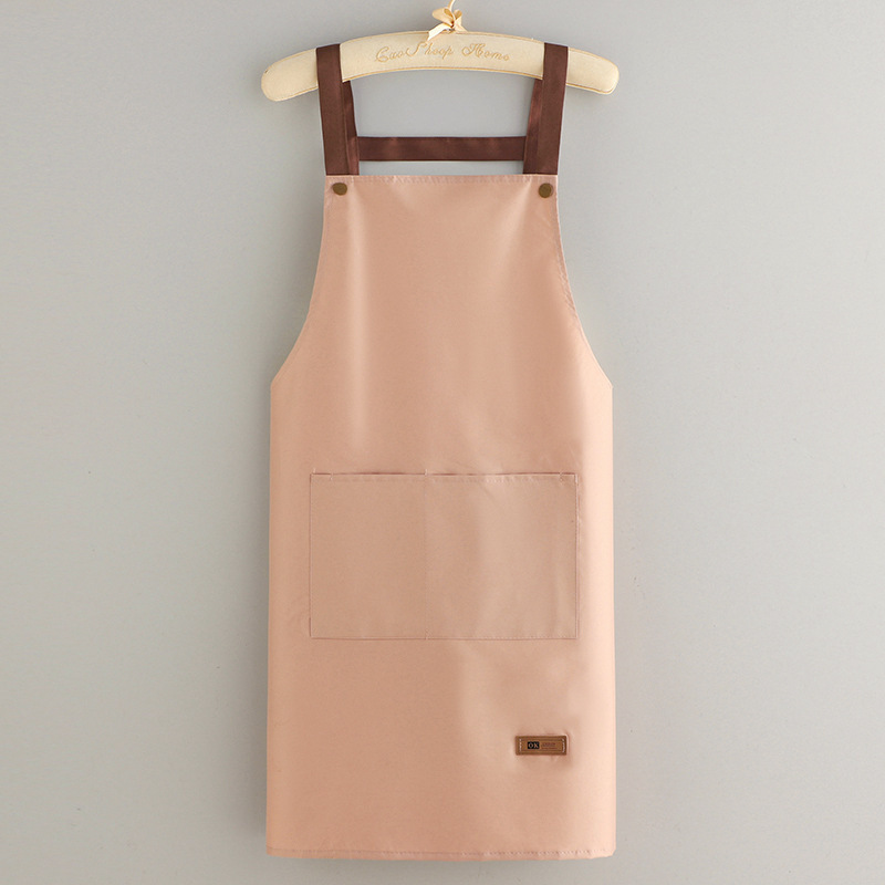 エプロン防水防油ストラップ純色大ポケットキッチン料理レストラン家庭用男女作業服カスタムロゴ|undefined
