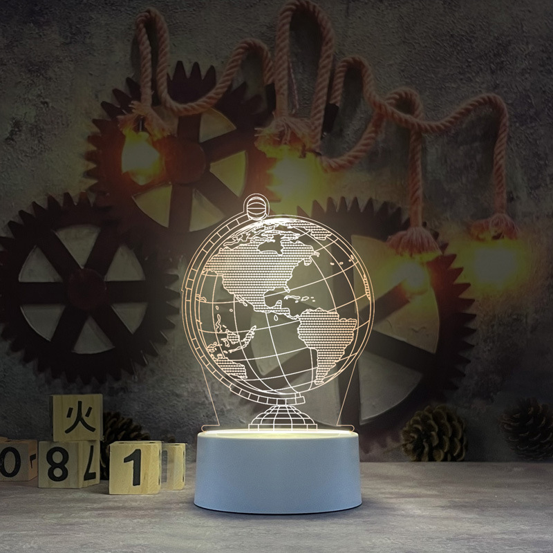 Nueva y única lámpara de noche 3D de acrílico, lámpara de escritorio USB, lámpara de noche para dormitorio, lámpara LED creativa, regalo de regreso a clases, Día del Trabajo