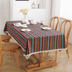 樂軒秀東南亞波西米亞燙金民族條紋棉麻桌布批發 民宿酒店裝飾布