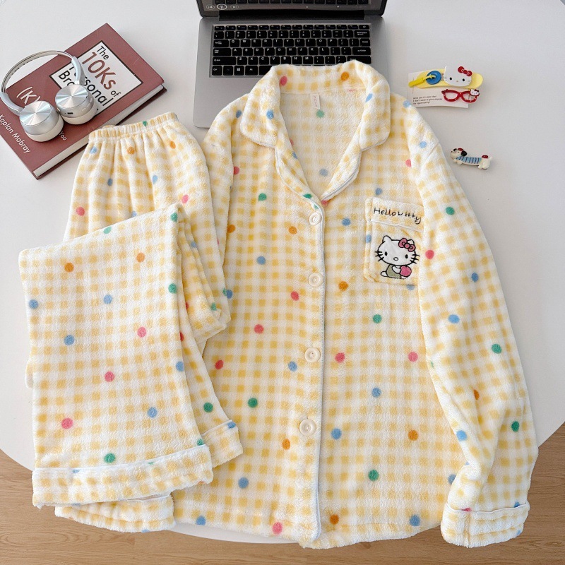 珊瑚绒睡衣女冬天加绒可爱少女网红风秋冬季新款法兰绒家居服批发|undefined
