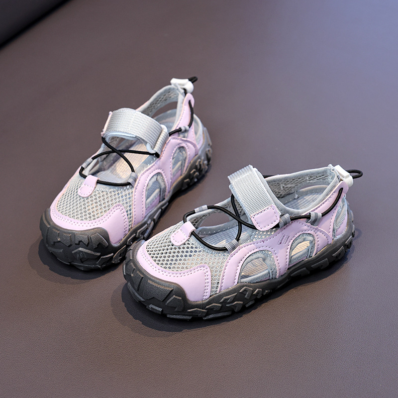 Sandálias de niñas verano 2026 nuevas zapatillas de niñas zapatillas de bocadillo de niños zapatos de retroceso suaves de malla transpirable image 8