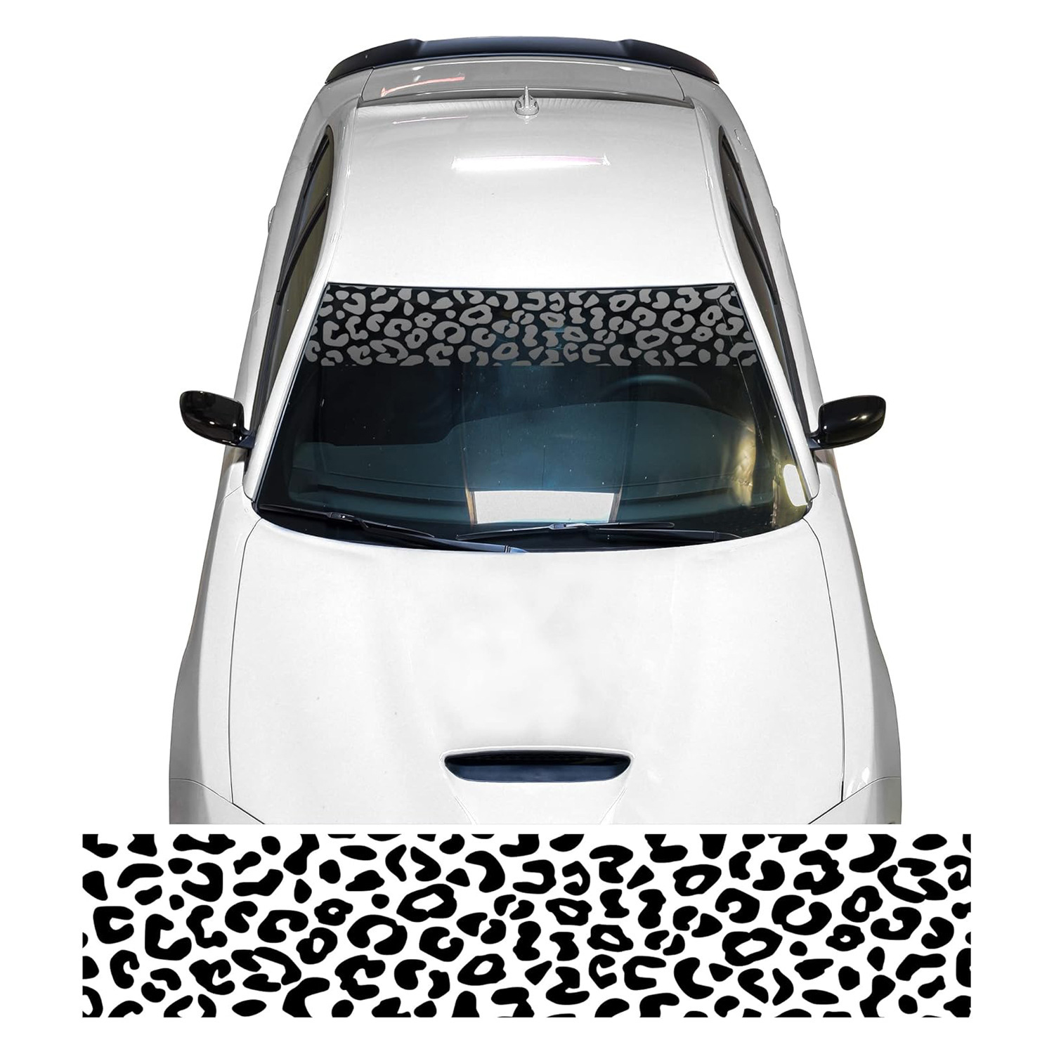 57x12 pulgadas pegatinas universales de vinilo de leopardo pegatinas de automóviles de bandera negra matte