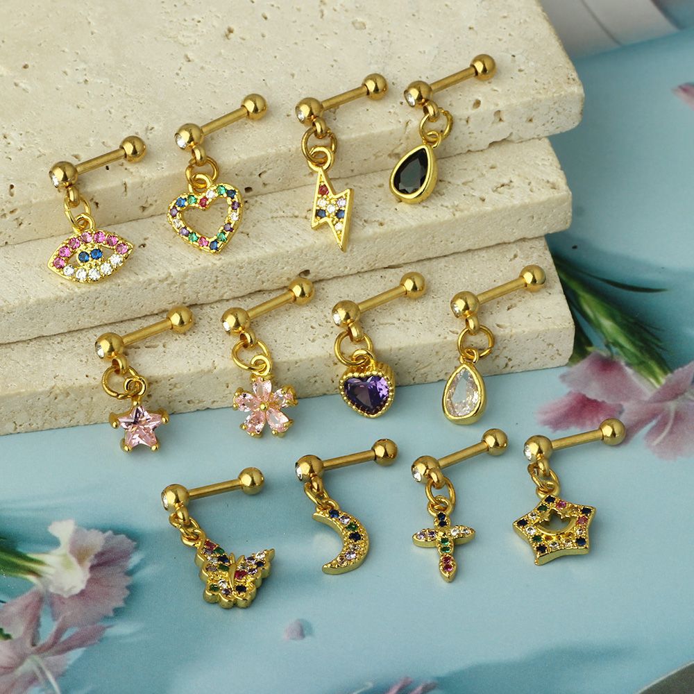 316 Stainless Steel Material Geometric Pattern 1 Piece 316 Stainless Steel Zircon Ear Cartilage Rings & Studs Geometric Ear Cartilage Rings & Studs