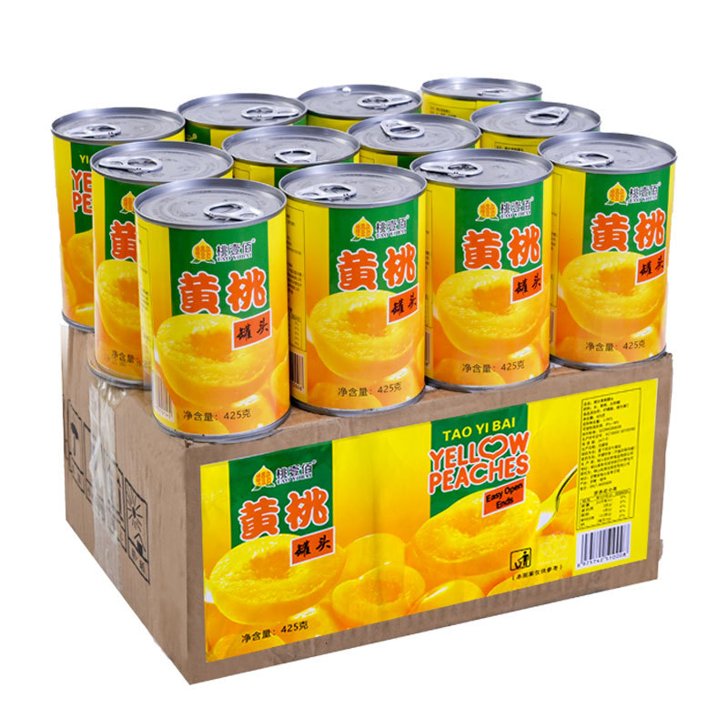 黄桃罐头正品整箱12罐装*425克砀山特产新鲜糖水水果罐头批发4罐