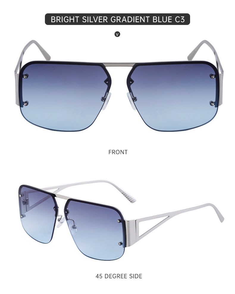 Sunglasses Unisex European Style Frameless Rectangular Shades_voghion.com