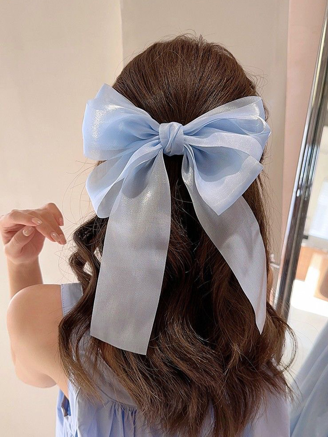 40g Weight Hair Clip Hair Accessories Type 1 Piece Quantity Daily Occasion Gauze Material Knot, Butterfly, Bow Knot Pattern Women's Gender Sweet Style Sweet Women's Knot Butterfly Bow Knot Gauze Hair Clip 11