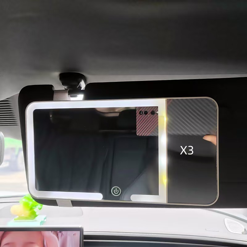 Car-Mounted Makeup Mirror Led Mirror Makeup Mirror with Light Car Sun Visor Beauty Mirror Led Makeup Mirror Cross-Border