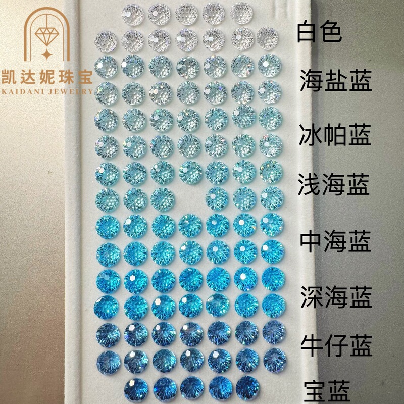 9A High-Quality Tianhuo Pro Cut Fireworks Cut Ice Blue Sea Blue Manicure Earrings Loose Stone Matching