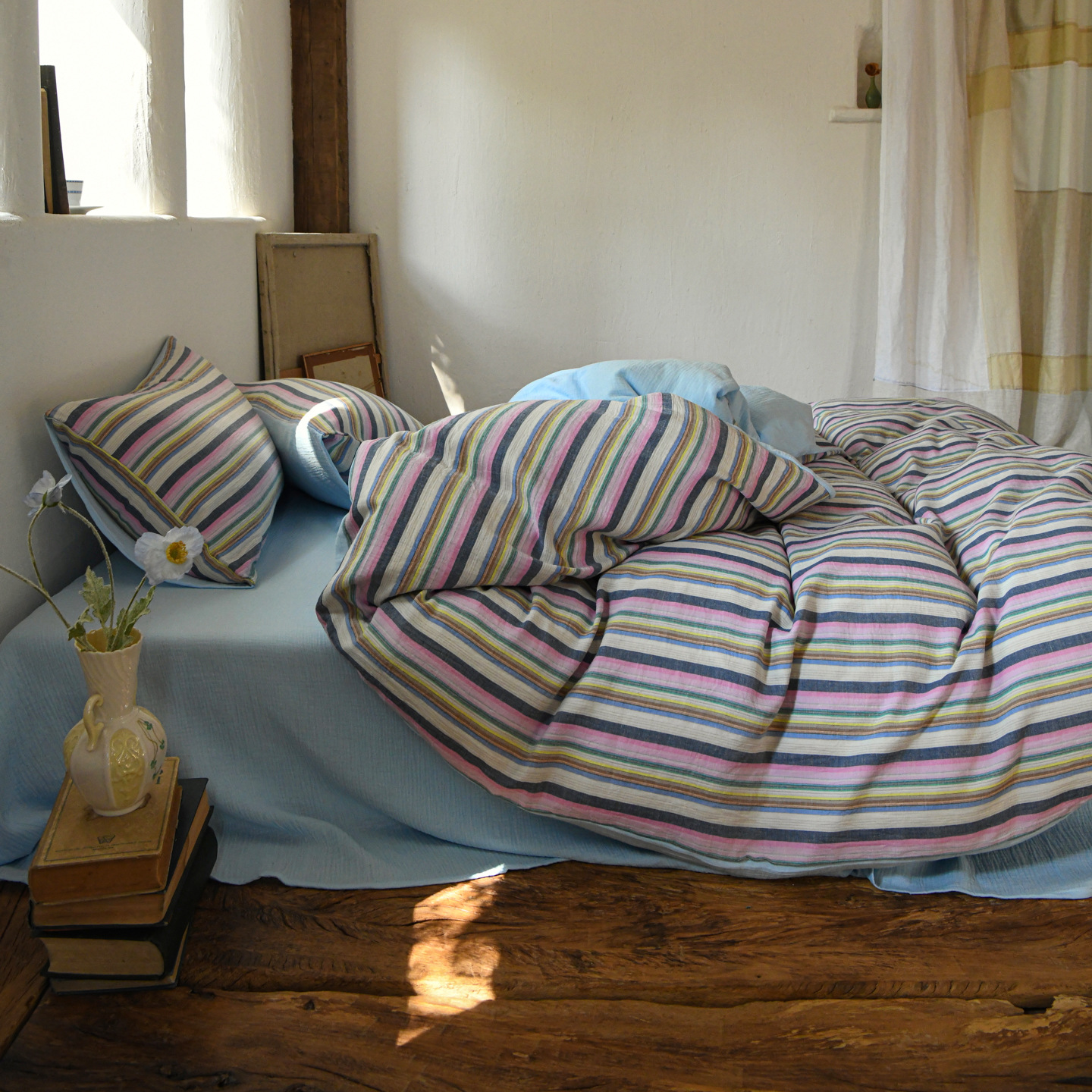 New Style All-Cotton Yarn-Dyed Vintage Striped Four-Piece Set, Simple and Comfortable for Sleeping, A-Grade Maternal and Infant Grade Pure Cotton Crinkled Fabric for 1.8m Bed