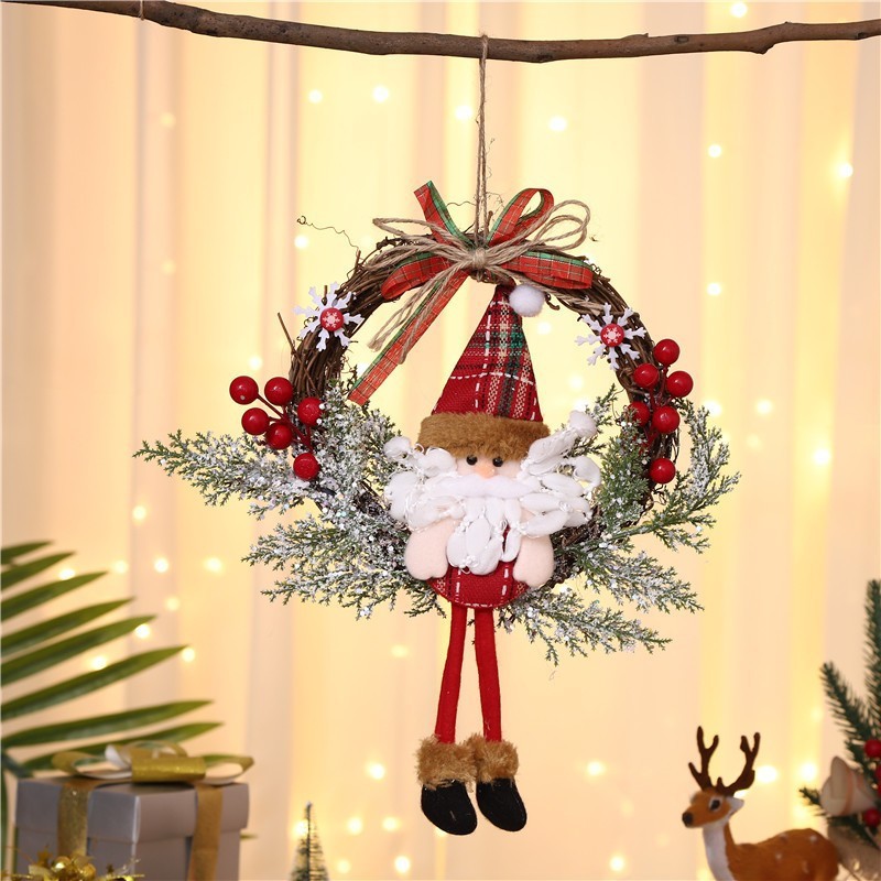 国境を越えた新しいクリスマス装飾花輪クリスマスガーランドホテルショッピングモール装飾ドア吊り松葉装飾品|undefined