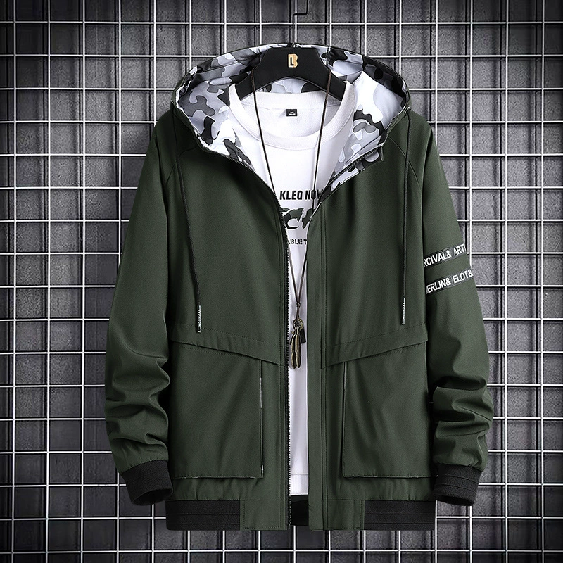 Demi-season sweatshirt for leisure, fashionable sports jacket with hood, plus size