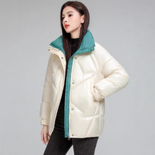 正品羽绒棉服女短款2024年冬季新款专柜亮面免洗加厚保暖鸭绒外套