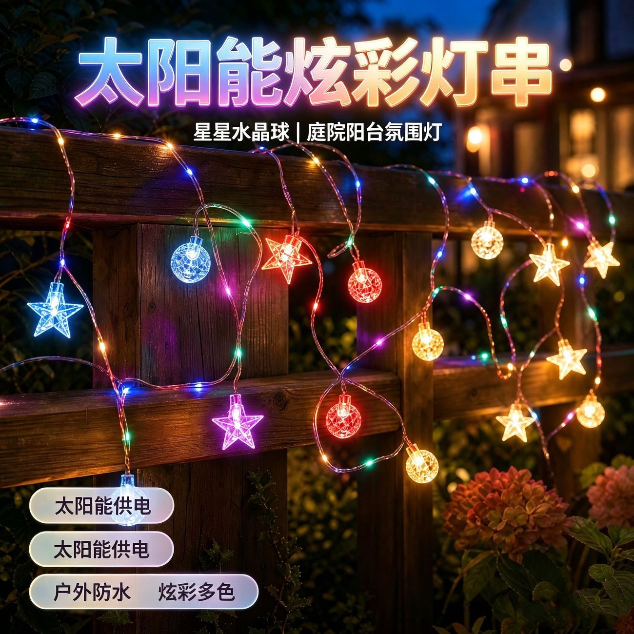 USB插电星星水晶房间灯饰圣诞灯彩灯串灯小夜灯摆摊装饰灯氛围灯