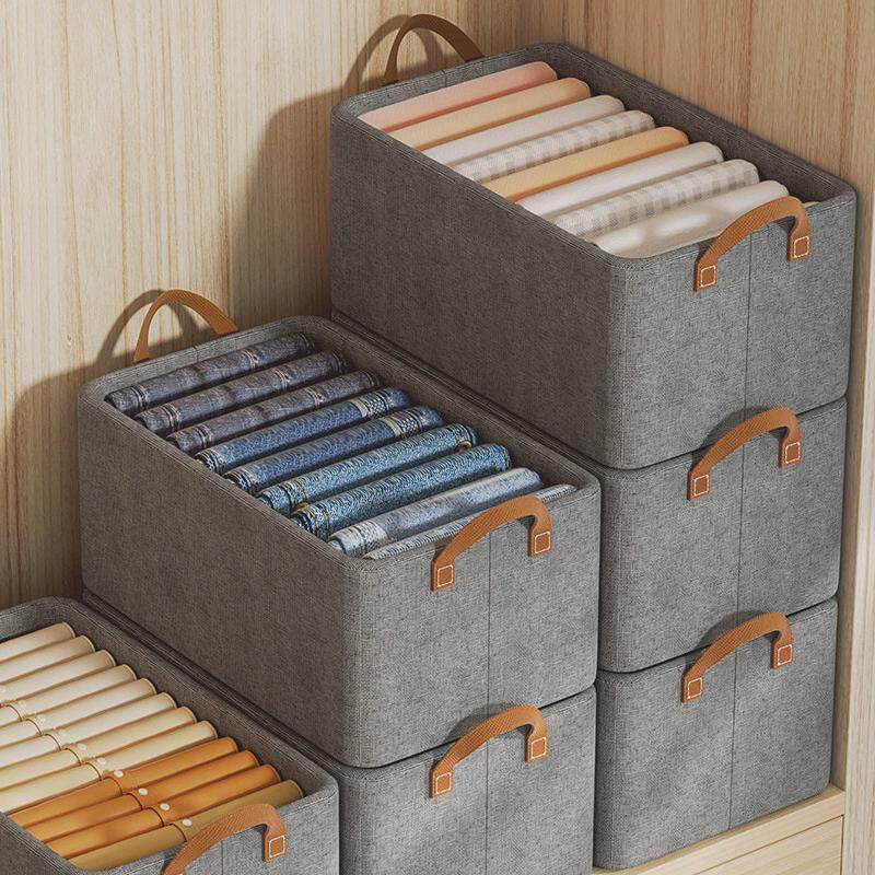 Foldable Cationic Storage Box Wardrobe Clothing Organizer Storage Basket Household Fabric Storage Box for Pants and Clothes