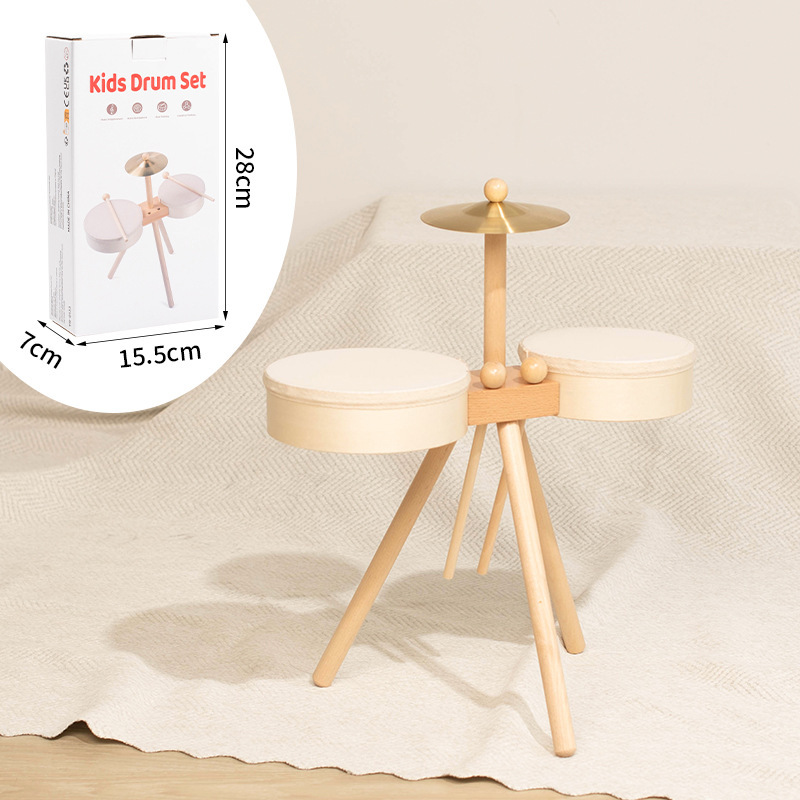 木製ペダルドラムセット 3-6 歳の子供のおもちゃ木製ラウンドスタンド付きモンテッソーリ音楽パーカッションおもちゃ|undefined
