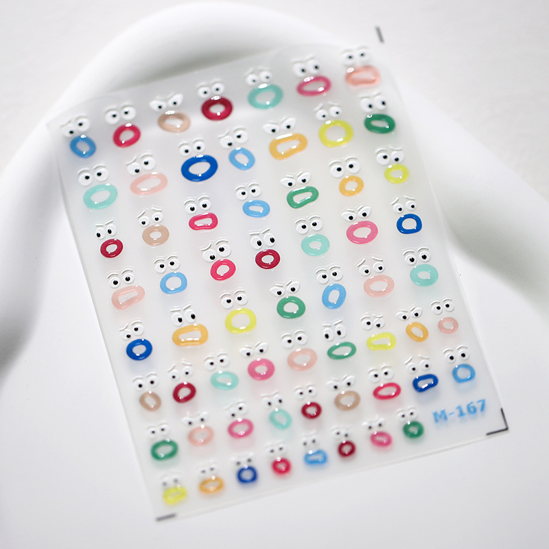 TENSOR nuevo arte lindo divertido uñas pegatinas boca extraña uñas pegatinas jalea serie M-135