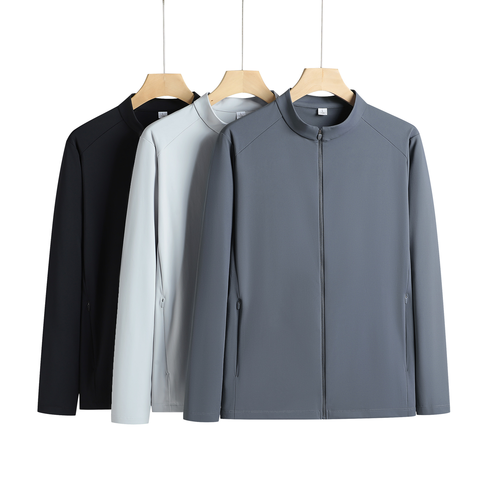 High-End Spring and Autumn Sports Cardigan Thin Jacket for Men and Women, Casual Stand-Up Collar, Elastic Zipper, Casual Fleece-Lined Team Top