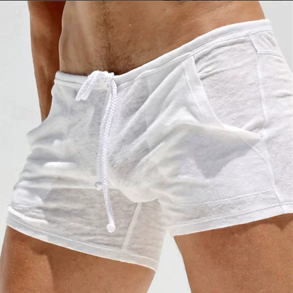 Foreign Trade Hot-Selling European Size Men's Solid Color Breathable Ultra-Thin Casual Lace-Up Shorts