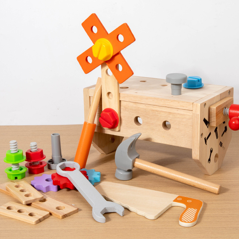 Educación temprana para niños Variedad Caja de herramientas portátil Simulación Desmontaje Mantenimiento Tornillo Tornillo Tuerca Mesa de trabajo Juguetes educativos