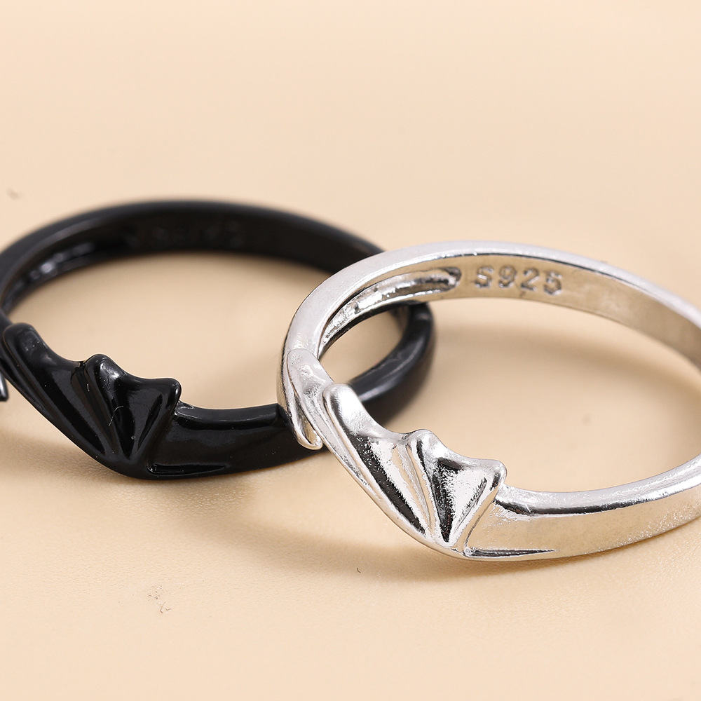 Fashion Simple Angels and Demons Black and White Couple Ring