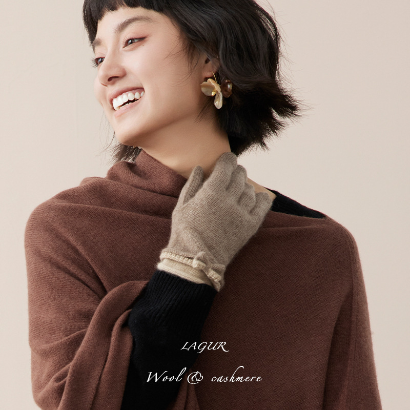 Elegant cashmere woolen solid color trench coat