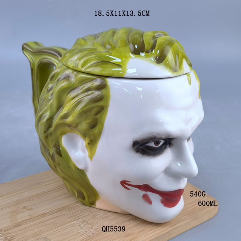 Halloween Dark Knight Taza de terror murciélago máscara de payaso Taza de agua de fiesta temática con tapa